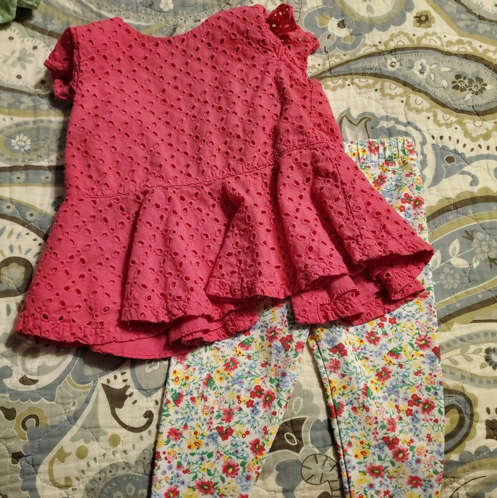 Ralph Lauren flowered leggings with eyelet top